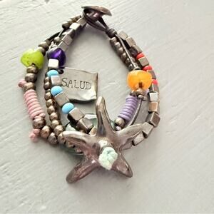 Uno de 50 Gunmetal Tone Multi Strand Beaded Bracelet